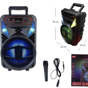 PARLANTE 8PLG C/LUZ MICROFONO BT/FM/MP3/LUZ