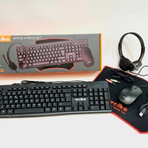COMBO OFICINA TECLADO USB MOUSE AURICULAR y PAD -oe