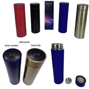 BOTELLA TERMO 500ML C/TERMOMETRO LED AR-500TC