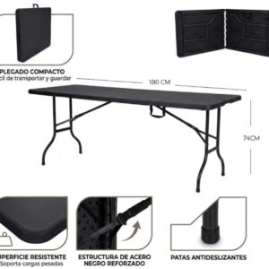 MESA PLEGABLE DE CAMPING COLOR NEGRO