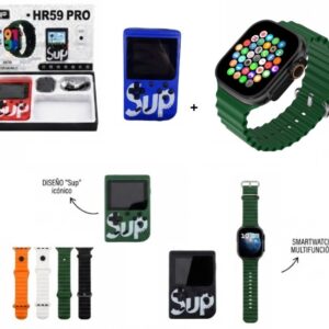 COMBO CONSOLA SUP Y SMARTWATCH NEGRO Y ROJO
