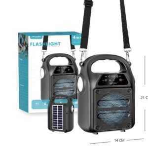 PARLANTE C/PANEL SOLAR LINTERNA FM/SD 4 PLG