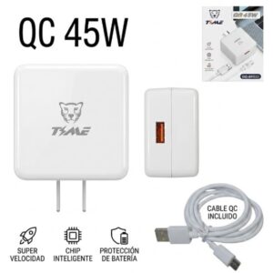 CARGADOR USB CARGA RAPIDA 45W 50-60Hz